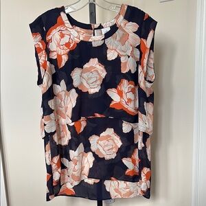 CAbi Navy & Orange Blouse